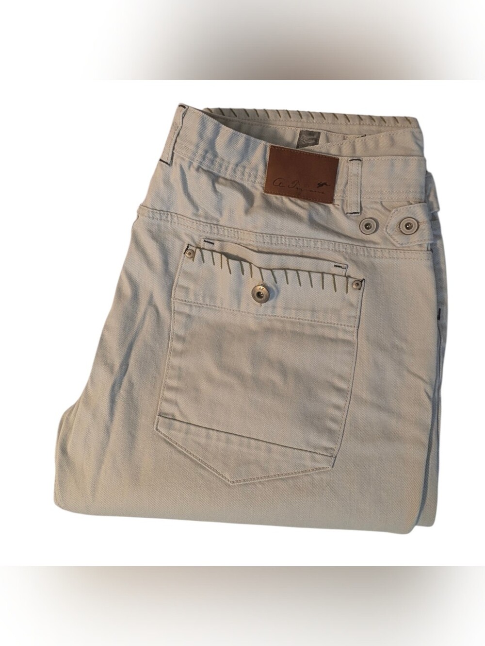 A. Tiziano Cream premium stretch cotton, five-pocket Jeans 46